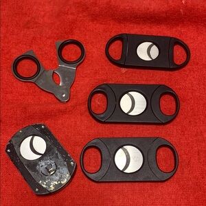 Premium Black and Silver Cigar Cutter lot and cigar holder